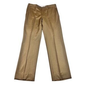 Santorelli Romeo Luxury Serge Tobacco Brown Wool Dress Pants Mens 38x32.5 Italy